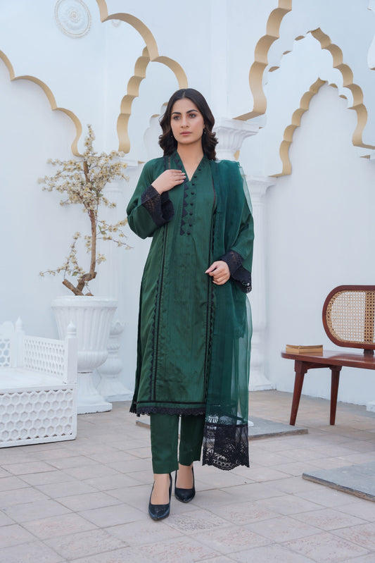 Threads & Weaves Stitched 3 Piece Pret Emb Viscose Collection-06