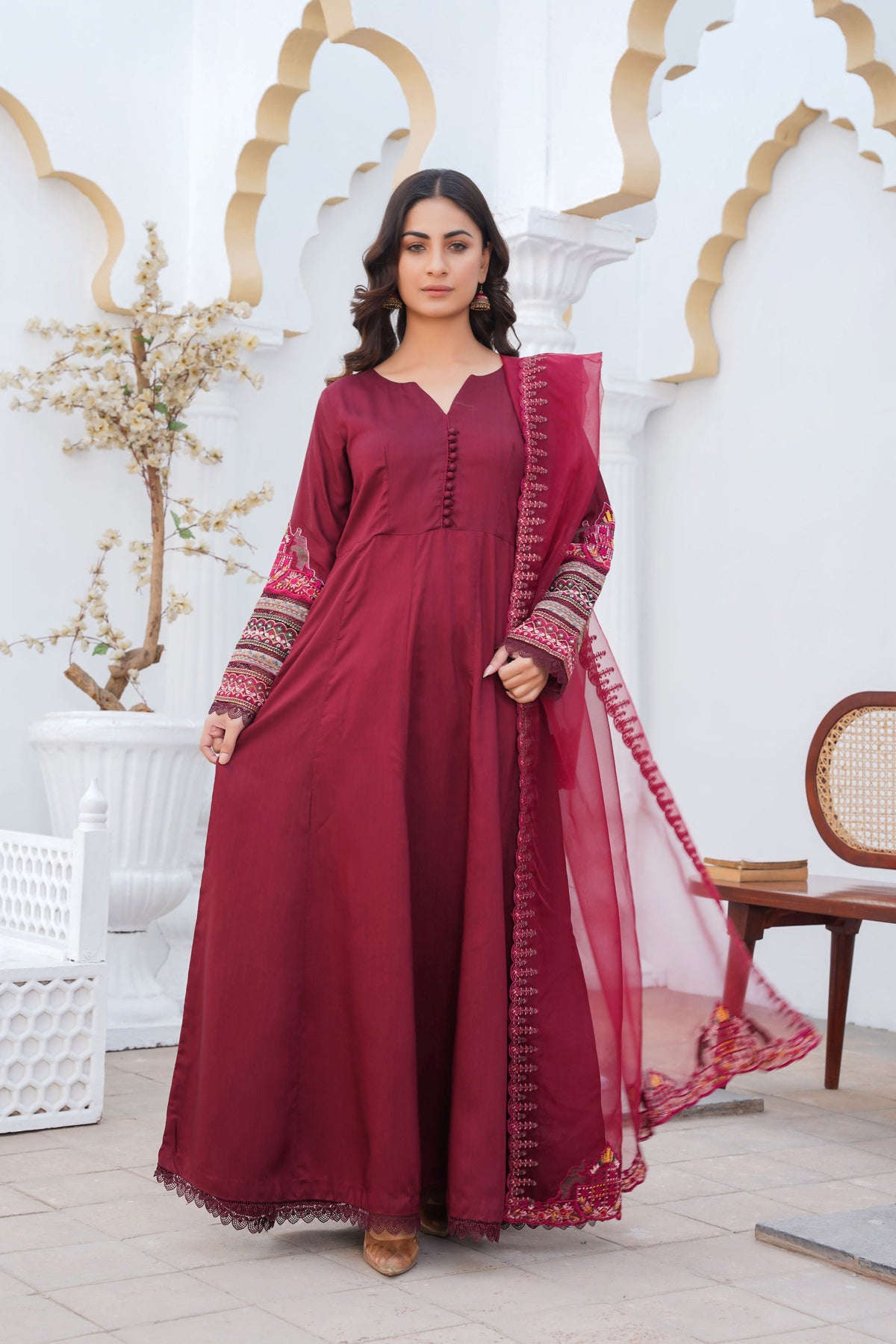 Threads & Weaves Stitched 3 Piece Pret Emb Viscose Collection-09