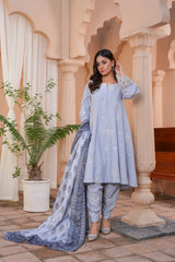 Threads & Weaves Stitched 3 PC - Embroidered Karandi Pret-03