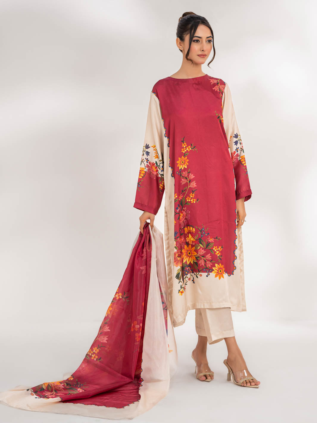 TNG By MD Stitched 3 Piece Printed Silk Collection-Eevaa