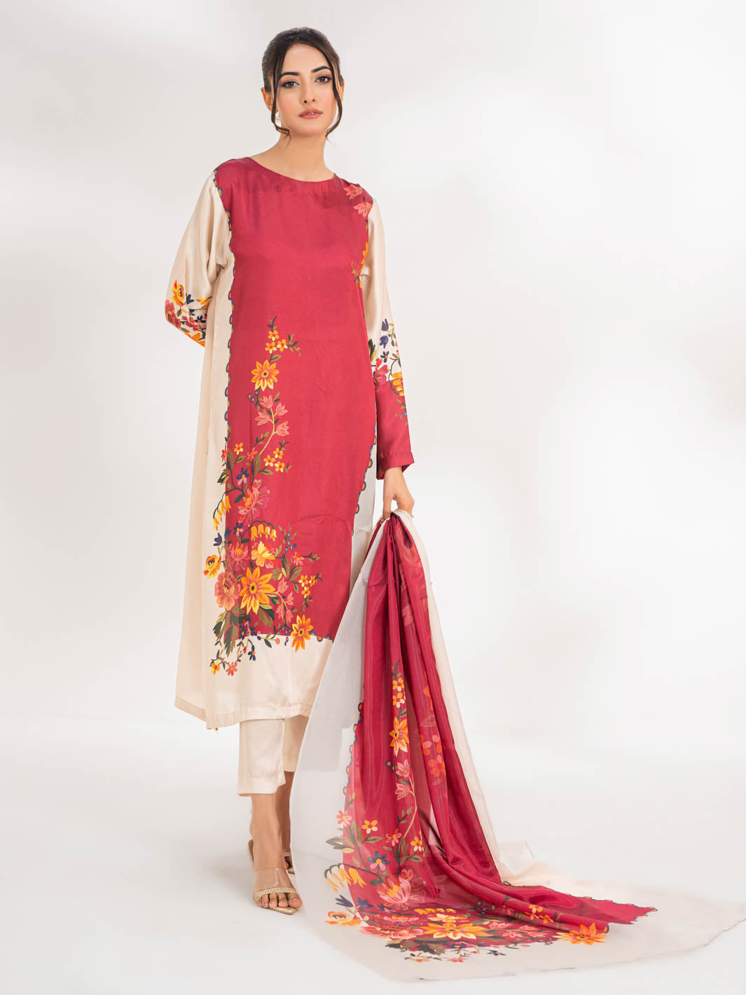 TNG By MD Stitched 3 Piece Printed Silk Collection-Eevaa