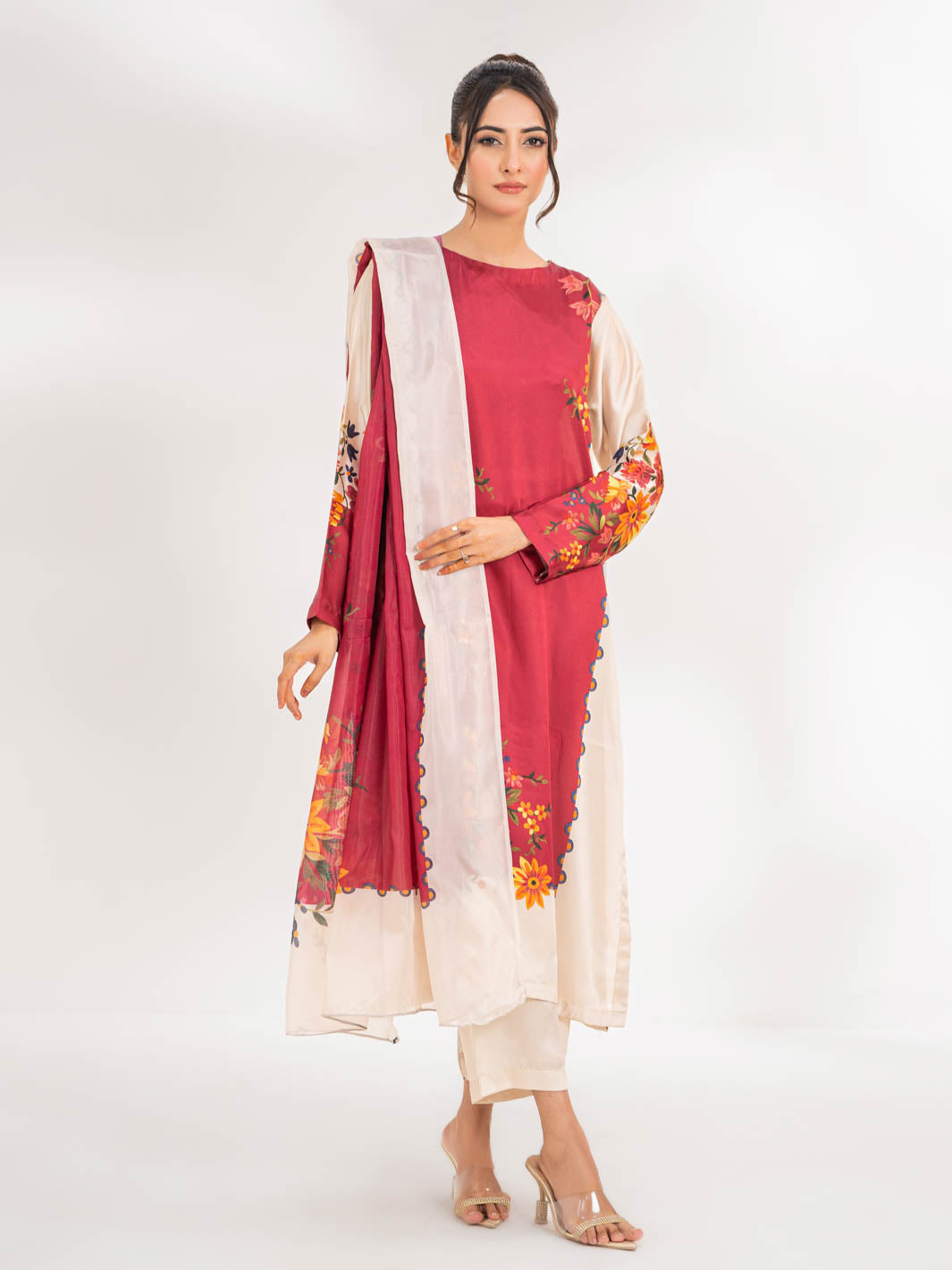 TNG By MD Stitched 3 Piece Printed Silk Collection-Eevaa