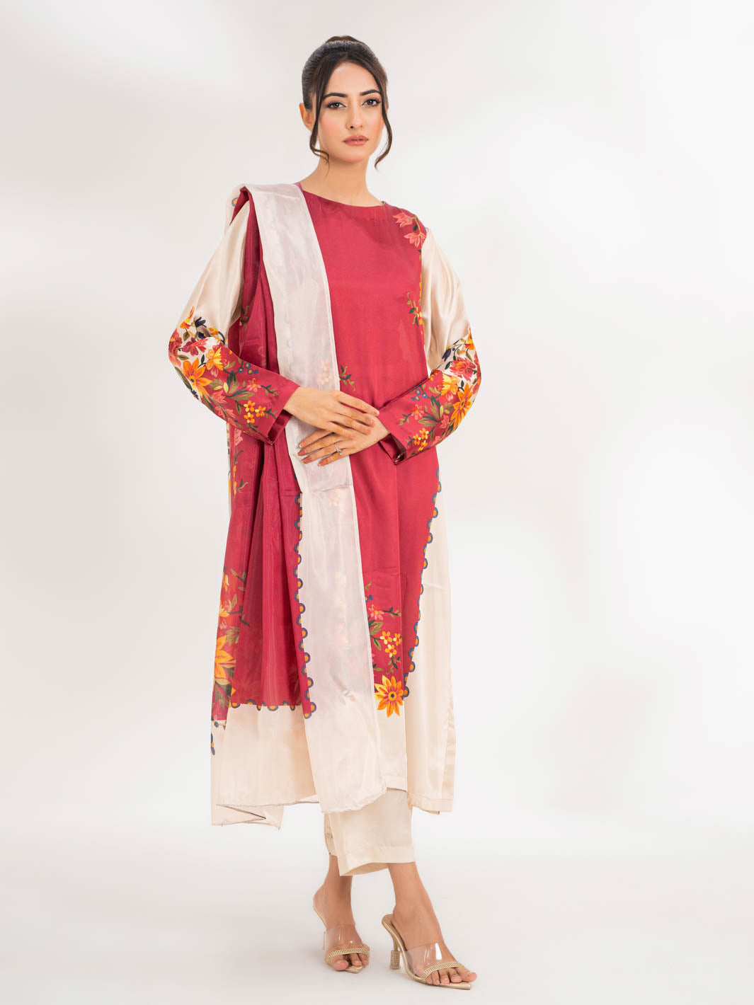 TNG By MD Stitched 3 Piece Printed Silk Collection-Eevaa