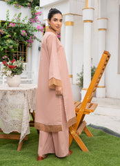 Pastel Weaves - Ahlam By Safa Textile Stitched 2 Piece Summer Solids and Basics Suit-Taupe Blushy