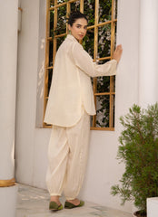 Pastel Weaves - Ahlam By Safa Textile Stitched 2 Piece Summer Solids and Basics Suit-Sandie