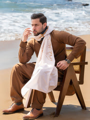 Tng By Md Men Stole Collection-Alfaz E Iqbal Stole (Beige-Men)