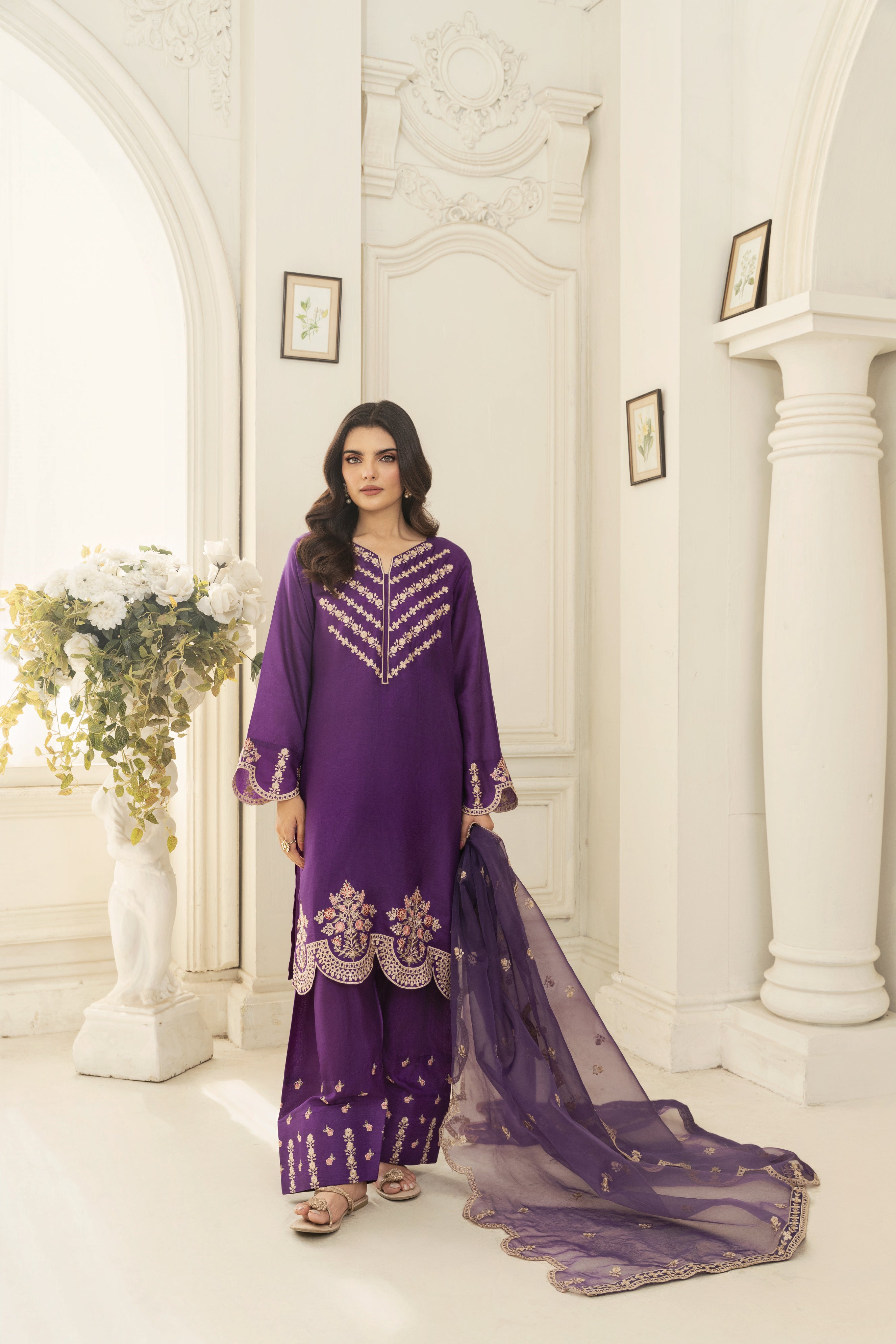 Zoya Zafar Stitched 3 Piece Silk Collection'2025-Farshi Shalwar 01
