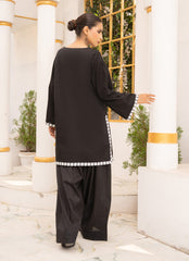 Pastel Weaves - Ahlam By Safa Textile Stitched 2 Piece Summer Solids and Basics Suit-Obsidian Tassel