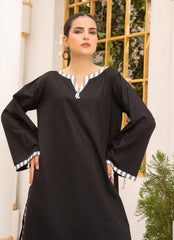 Pastel Weaves - Ahlam By Safa Textile Stitched 2 Piece Summer Solids and Basics Suit-Obsidian Tassel