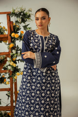 Serene By Zouj Stitched Co Ords Emb Cotton Collection'2025-Blue