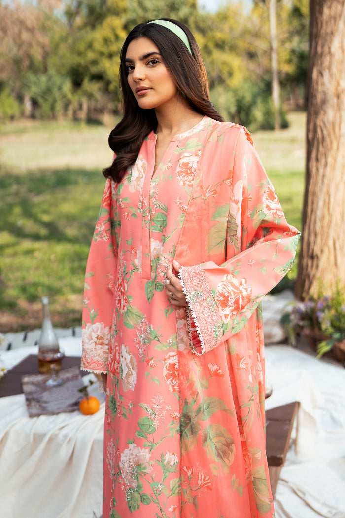 Fresco By Sheenora Stitched 3 Piece Lawn Edit Collection'2025-Peach Serenade