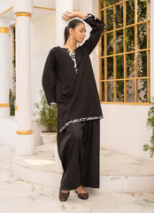 Pastel Weaves - Ahlam By Safa Textile Stitched 2 Piece Summer Solids and Basics Suit-Monochrome Swirl