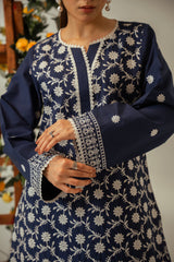 Serene By Zouj Stitched Co Ords Emb Cotton Collection'2025-Blue
