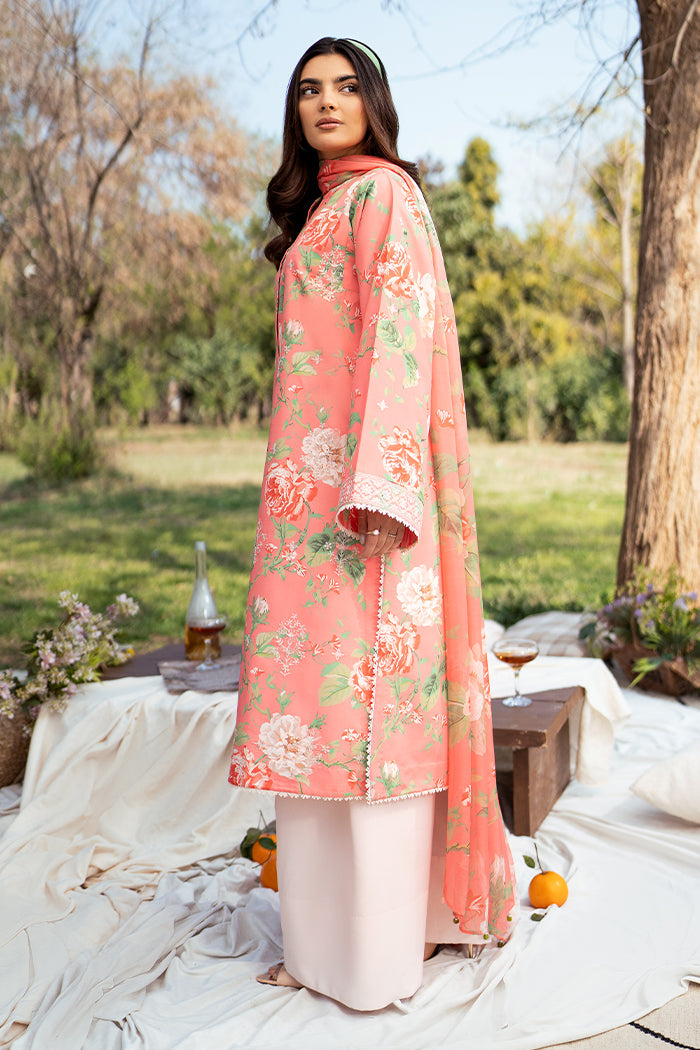 Fresco By Sheenora Stitched 3 Piece Lawn Edit Collection'2025-Peach Serenade