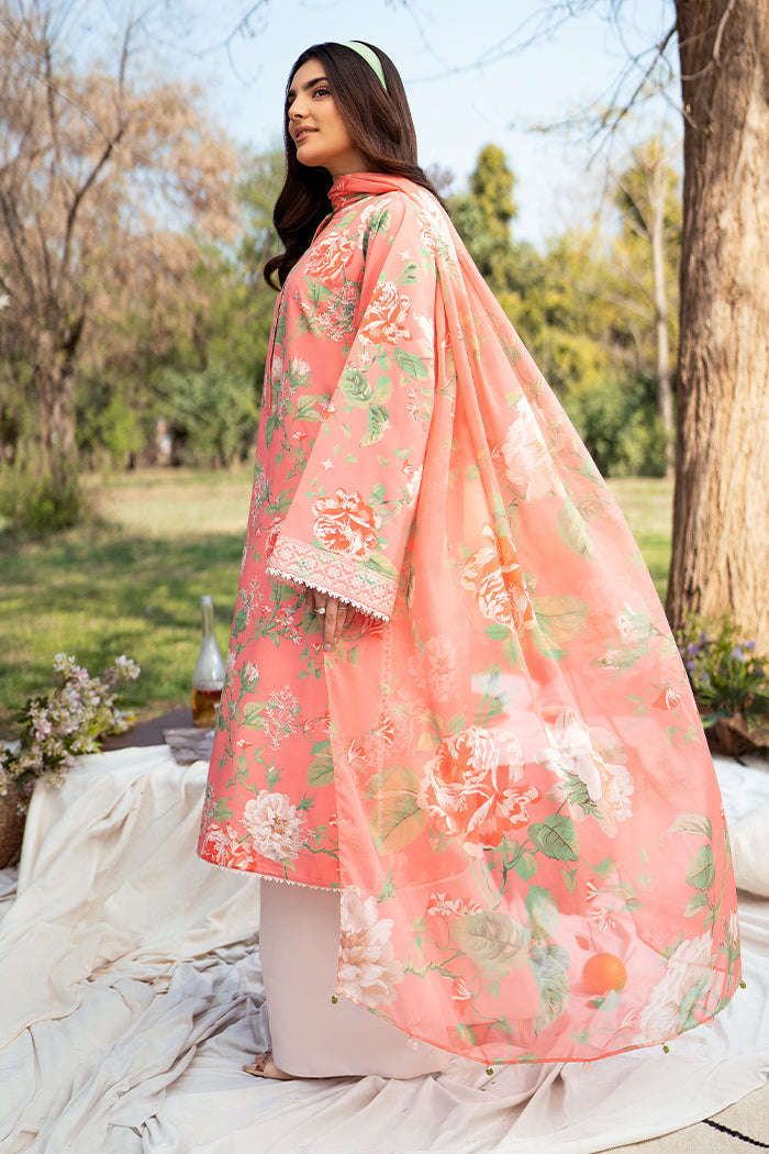 Fresco By Sheenora Stitched 3 Piece Lawn Edit Collection'2025-Peach Serenade