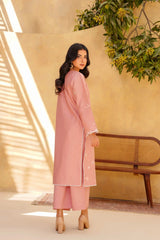 Yashfa Studio Stitched 2 Piece Solids Brazilian Lawn Suit-ROUGE