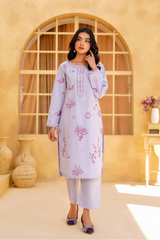 Yashfa Studio Stitched 2 Piece Solids Brazilian Lawn Suit-LILAC ELAN