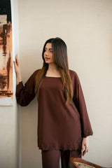 Zouj Stitched Co Ords Spring Solids Suit-Iris