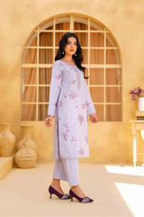 Yashfa Studio Stitched 2 Piece Solids Brazilian Lawn Suit-LILAC ELAN