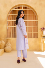 Yashfa Studio Stitched 2 Piece Solids Brazilian Lawn Suit-LILAC ELAN
