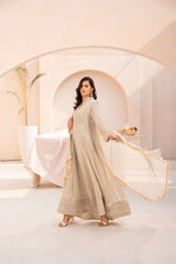 Banno By Manahils Stitched 3 Piece Formals-MAXI-106 - BEIGE