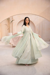 Banno By Manahils Stitched 3 Piece Formals-L-025-AQUA