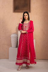 Banno By Manahils Stitched 3 Piece Formals-MS-01-SHOCKING PINK