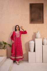 Banno By Manahils Stitched 3 Piece Formals-MS-01-SHOCKING PINK