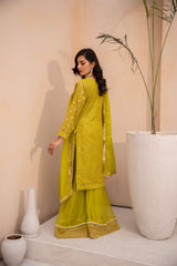 Banno By Manahils Stitched 3 Piece Formals-MS-05-CHARTREUSE