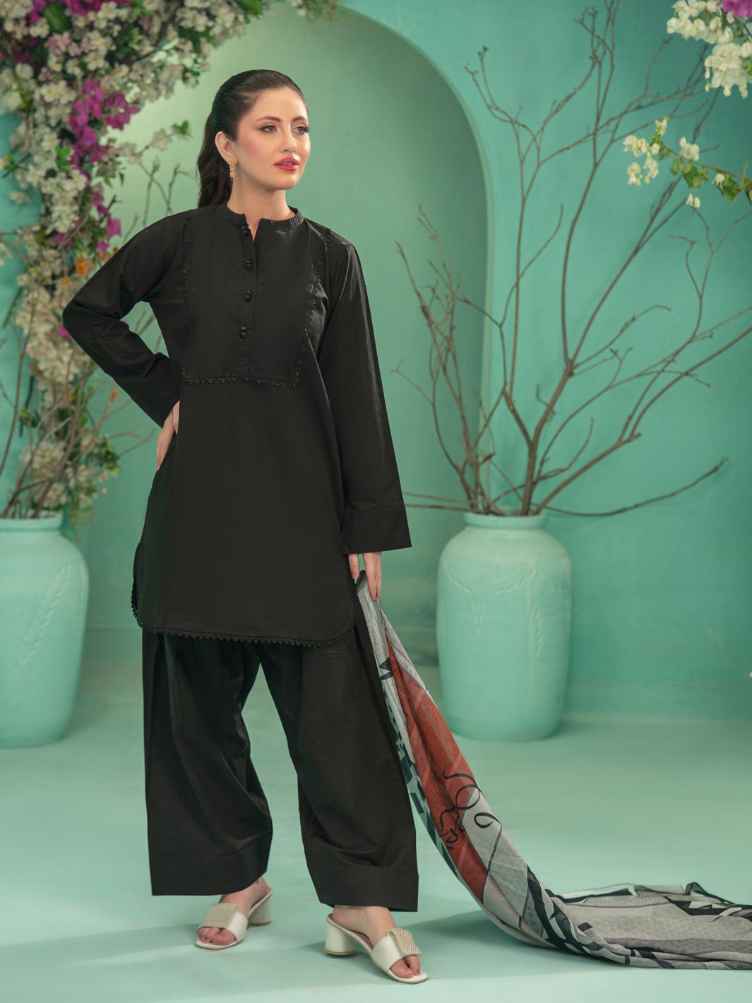 Tng By Md Stitched Collection-Farshi | Co-Ord Set | Black