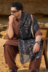 Tng By MD Mens Stole Collection-Jaun Elia Stole Black & Gold