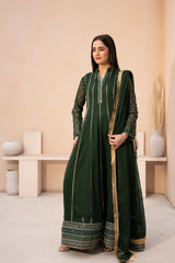 Banno By Manahils Stitched 3 Piece Formals-MAXI-106-BOTTLE GREEN