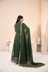 Banno By Manahils Stitched 3 Piece Formals-MAXI-106-BOTTLE GREEN