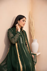 Banno By Manahils Stitched 3 Piece Formals-MAXI-106-BOTTLE GREEN