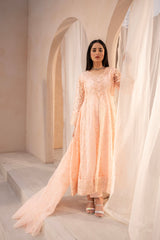 Banno By Manahils Stitched 3 Piece Formals-N1-Peach