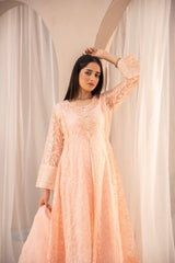 Banno By Manahils Stitched 3 Piece Formals-N1-Peach