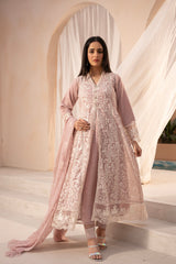 Banno By Manahils Stitched 3 Piece Formals-K-113 - TEA PINK