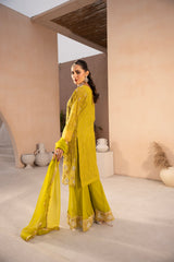 Banno By Manahils Stitched 3 Piece Formals-MS-04-CHARTREUSE