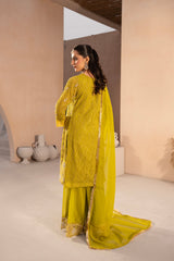 Banno By Manahils Stitched 3 Piece Formals-MS-04-CHARTREUSE
