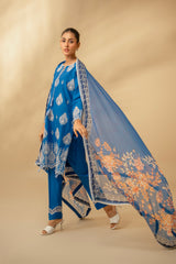Zouj Unstitched 3 Piece Chikankari Lawn Edit Collection'2025-Sapphire Spark