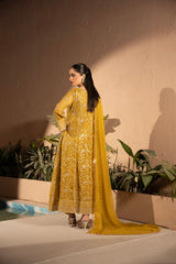 Banno By Manahils Stitched 3 Piece Formals-K-197-MUSTARD