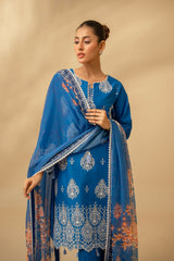 Zouj Unstitched 3 Piece Chikankari Lawn Edit Collection'2025-Sapphire Spark