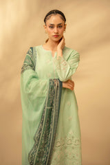 Zouj Unstitched 3 Piece Chikankari Lawn Edit Collection'2025-Sage Bloom