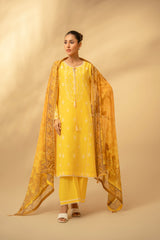 Zouj Unstitched 3 Piece Chikankari Lawn Edit Collection'2025-Honey Yellow