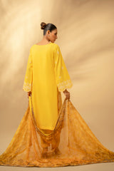 Zouj Unstitched 3 Piece Chikankari Lawn Edit Collection'2025-Honey Yellow