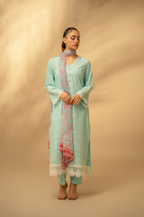 Zouj Unstitched 3 Piece Chikankari Lawn Edit Collection'2025-Glacier Blue