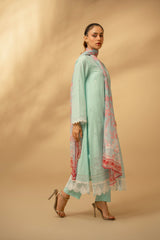 Zouj Unstitched 3 Piece Chikankari Lawn Edit Collection'2025-Glacier Blue