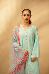 Zouj Unstitched 3 Piece Chikankari Lawn Edit Collection'2025-Glacier Blue