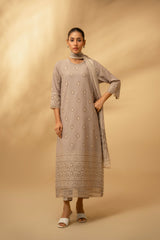 Zouj Unstitched 3 Piece Chikankari Lawn Edit Collection'2025-Frosted Silver
