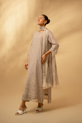 Zouj Unstitched 3 Piece Chikankari Lawn Edit Collection'2025-Frosted Silver